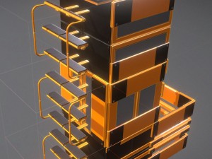 sci-fi ladders and stairs orange Modèle 3D