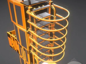 sci-fi ladders and stairs orange 3D Model