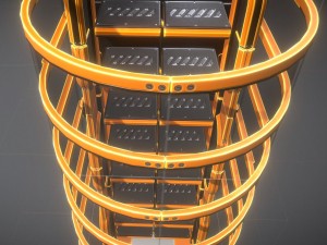 sci-fi ladders and stairs orange Modèle 3D