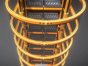 sci-fi ladders and stairs orange 3D Model