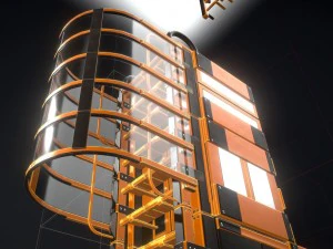 sci-fi ladders and stairs orange 3D Model
