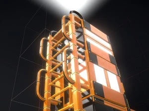 sci-fi ladders and stairs orange 3D Model