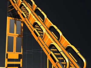 sci-fi ladders and stairs orange 3D Model