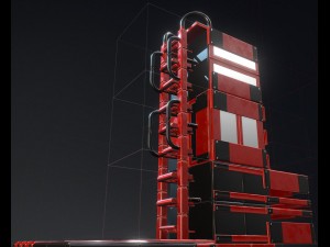 sci-fi ladders and stairs red 3D 模型