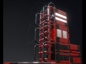 sci-fi ladders and stairs red 3D 模型