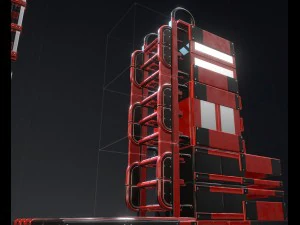 sci-fi ladders and stairs red 3D Model