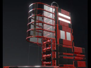 sci-fi ladders and stairs red 3D Model