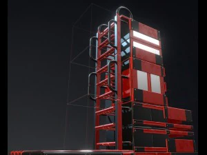 sci-fi ladders and stairs red 3D Model
