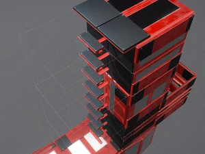sci-fi ladders and stairs red 3D Model