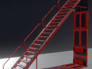 sci-fi ladders and stairs red 3D 模型