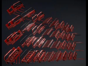 sci-fi ladders and stairs red 3D Model