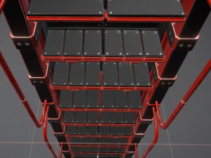 sci-fi ladders and stairs red 3D Model