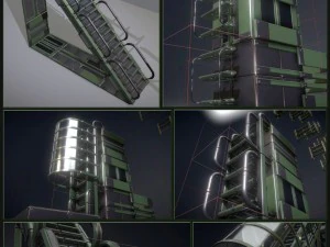sci-fi ladders en trappen groen 3D Model