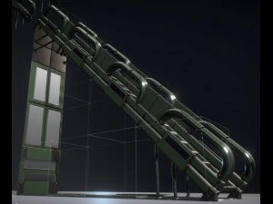 sci-fi ladders and stairs green 3D Model