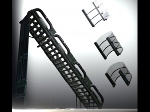 sci-fi ladders and stairs green 3D मॉडल