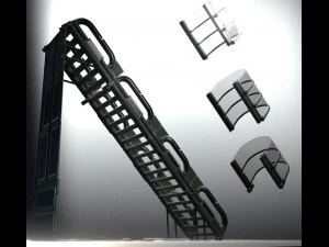 sci-fi ladders and stairs green 3D Model