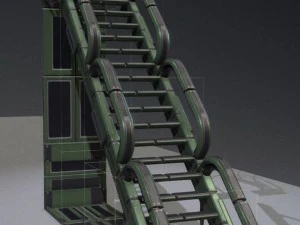 sci-fi ladders and stairs green 3D Model