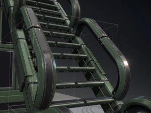 sci-fi ladders and stairs green 3D Model
