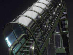 sci-fi ladders and stairs green 3D मॉडल