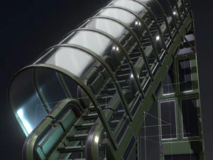 sci-fi ladders and stairs green 3D Model