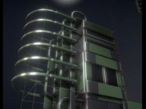 sci-fi ladders and stairs green 3D Model
