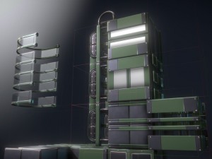 sci-fi ladders and stairs green 3D मॉडल
