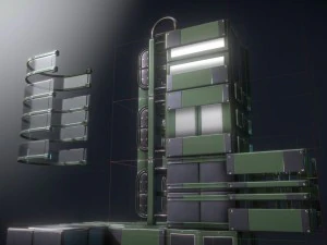 sci-fi ladders and stairs green 3D Model