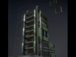 sci-fi ladders and stairs green 3D Model