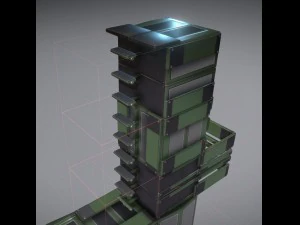 sci-fi ladders and stairs green 3D Model