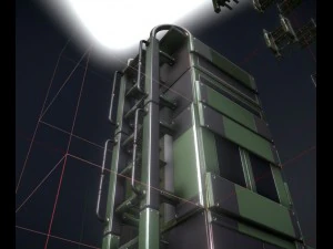 sci-fi ladders and stairs green 3D Model