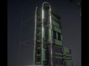 sci-fi ladders and stairs green 3D Model