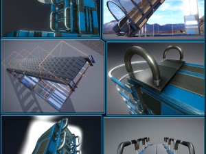 sci-fi ladders and stairs blue 3D Model