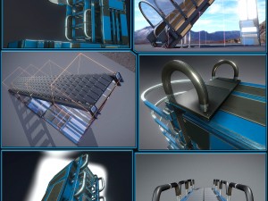 sci-fi ladders and stairs blue 3D-Modell