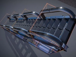 sci-fi ladders and stairs blue 3D Model