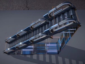 sci-fi ladders and stairs blue 3D Model