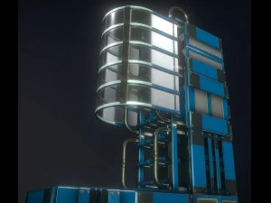 sci-fi ladders and stairs blue 3D Model