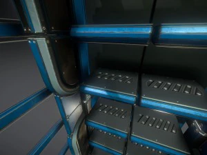 sci-fi ladders and stairs blue 3D Model