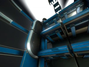 sci-fi ladders and stairs blue 3D Model