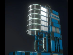 sci-fi ladders and stairs blue 3D Model