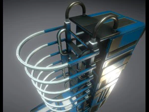 sci-fi ladders and stairs blue 3D Model