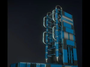 sci-fi ladders and stairs blue 3D Model