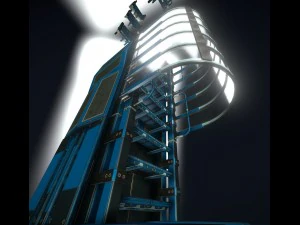 sci-fi ladders and stairs blue 3D Model