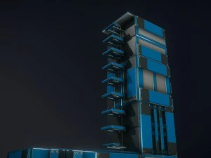 sci-fi ladders and stairs blue 3D Model