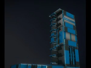 sci-fi ladders and stairs blue 3D Model