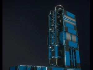 sci-fi ladders and stairs blue 3D Model