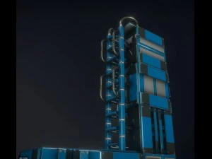 sci-fi ladders and stairs blue 3D Model