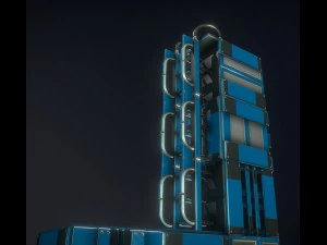 sci-fi ladders and stairs blue 3D Model