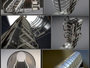 sci-fi ladders and stairs white plastic 3D Model