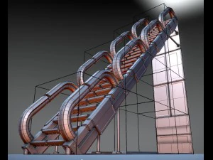 sci-fi ladders and stairs silver 3D Model