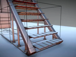 sci-fi ladders and stairs silver 3D Model